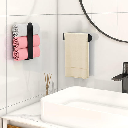 Bethom Hand Towel Holder, 8 Inch Self Adhesive Towel Racks Black, 2 Pack