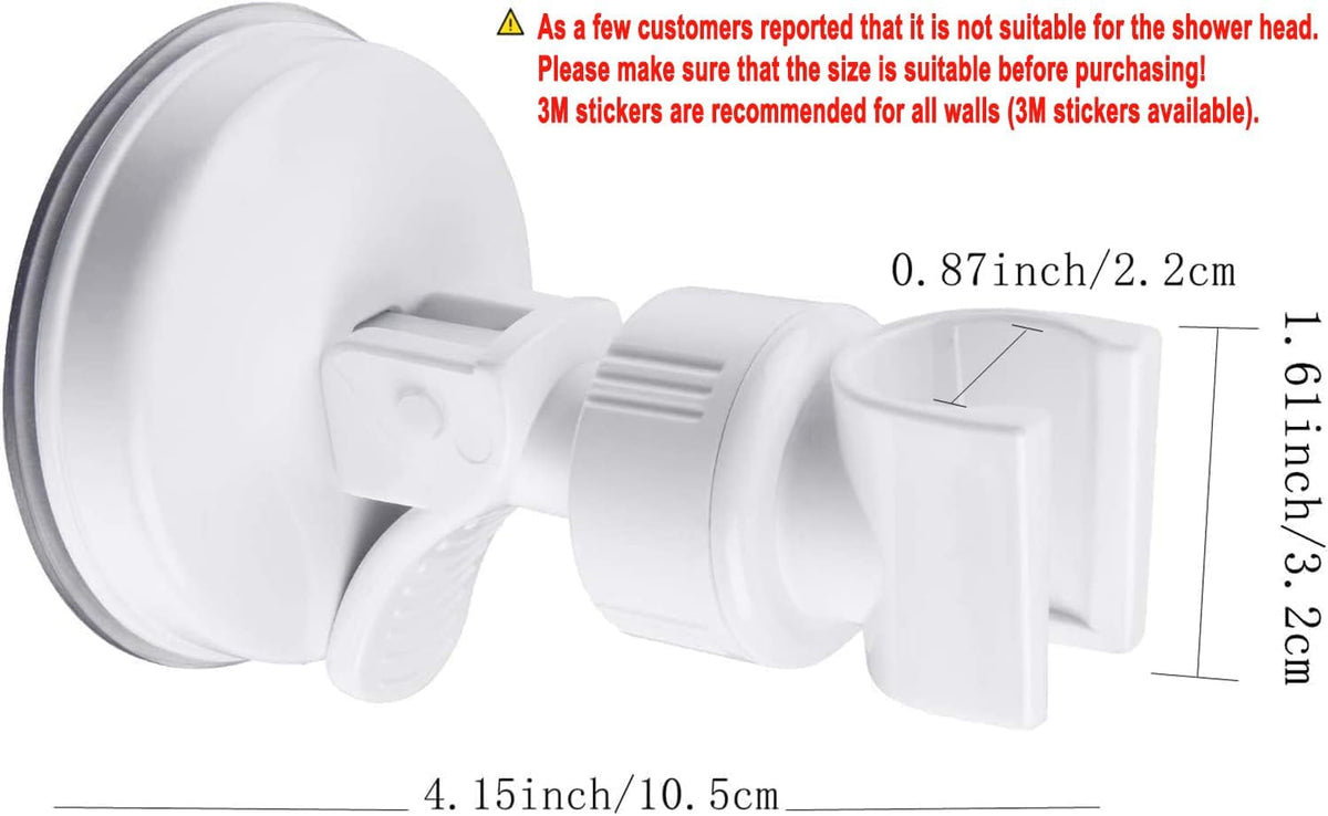 OUO Adjustable Shower Head Holder, Bathroom Suction Cup Handheld Shower Head Bracket, Removable Handheld Showerhead & Wall Mounted Suction Bracket (Pure White)