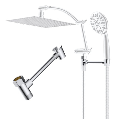 Hibbent All Metal Shower Head Holder - Solid Brass Adjustable Bracket for Handheld Showerhead, Wander, Spray - Shower Arm Mount, Matte Black