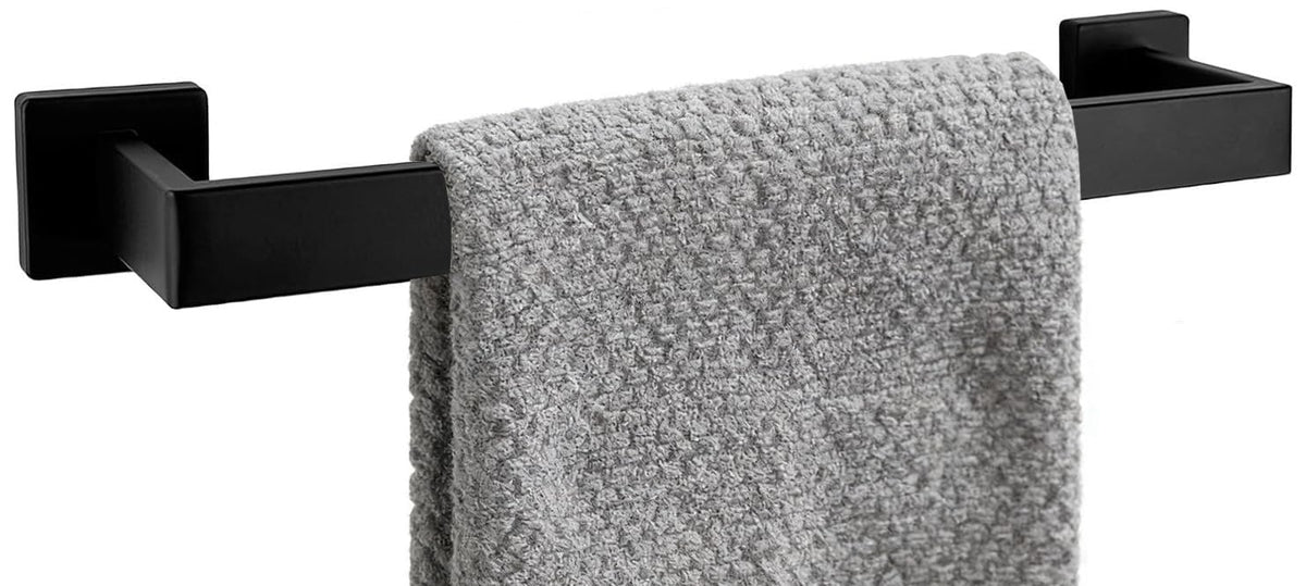 24 Inch Bathroom Towel Bar SUS304 Stainless Steel Matte Black Towel Holder Wall Mounted Heavy Duty Towel Rack Bathroom Towel Rod Modern Square Base Design(1, Matte Black, 24 Inch)