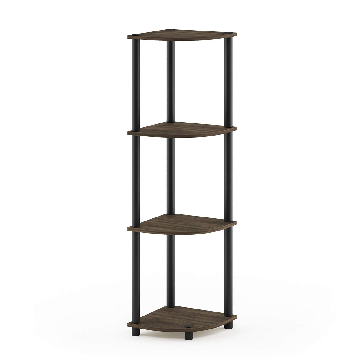 Furinno Turn-N-Tube Corner Shelf, 5-Tier Corner Bookshelf, Open Storage Shelves, for Organization and Storage, Living Room, Home Office, Garage, Bedroom, Black Espresso