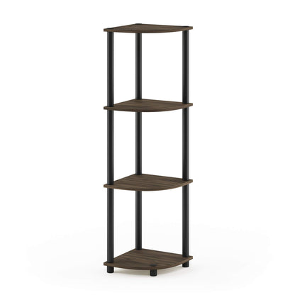 Furinno Turn-N-Tube Corner Shelf, 5-Tier Corner Bookshelf, Open Storage Shelves, for Organization and Storage, Living Room, Home Office, Garage, Bedroom, Black Espresso
