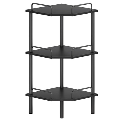 Tajsoon 3 Tier Corner Shelf Stand, Small Corner Table, Rustic Brown