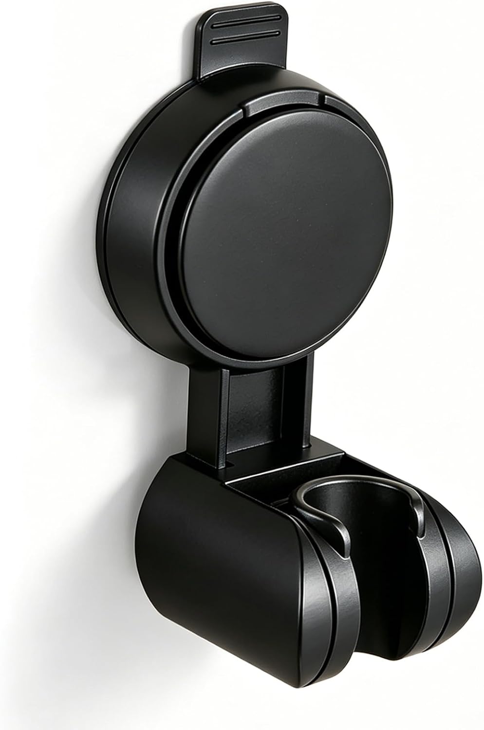 Handheld Shower Head Holder- Enhanced Suction Cup - 5 Angles Adjustable - Relocated Bathroom Wall Mount Shower Hose Holder (Matte Black)