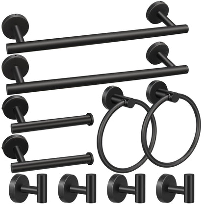 10pcs Matte Black Bathroom Hardware Set