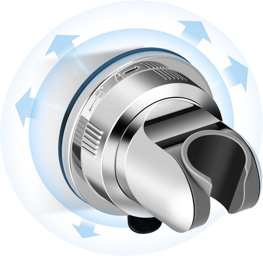 Shower Head Holder Suction, Chrome Removable Adjustable No-Drill