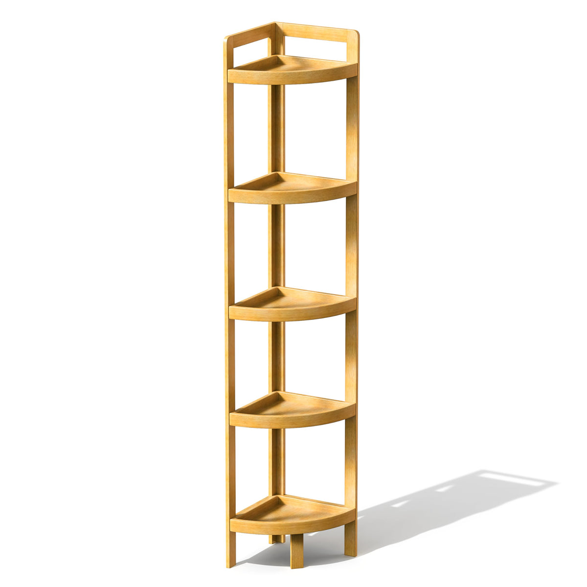2026 New Bamboo Standing Shelf, 3 Tier Corner Shelf Stand, Free-Standing Shelf Units, Triangular Curved Corner Shelf Stand for Space-Saaving Display Ideal for Bathroom/Kitchen/Living Room Storage
