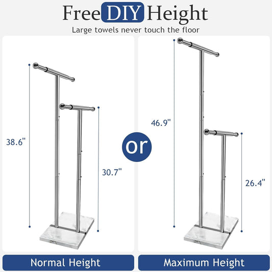 Kayfia 40'' Stainless Steel Towel Rack, Weighted Marble Base, 2 Tier