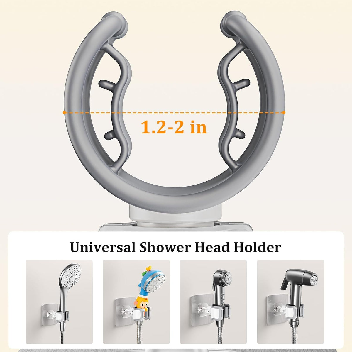 Adjustable Shower Head Holder Adhesive & Drill 2-in-1 with 360° Swivel