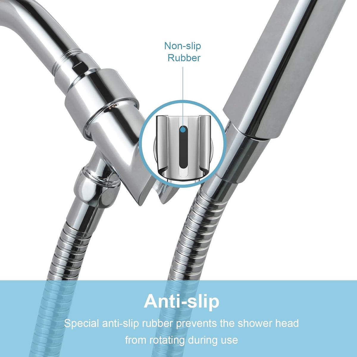 OFFO Shower Head Holder for Handheld Shower Head, Adjustable Shower Arm Mount for Connecting Shower Arm and Shower Hose, 1/2 Inch IPS Female Inlet and Male Outlet, Chrome Finish