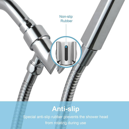 OFFO Shower Head Holder for Handheld Shower Head, Adjustable Shower Arm Mount for Connecting Shower Arm and Shower Hose, 1/2 Inch IPS Female Inlet and Male Outlet, Chrome Finish
