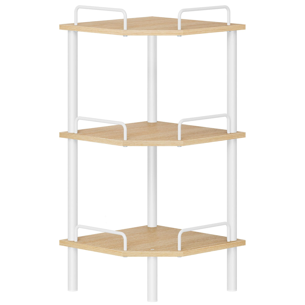 Tajsoon 3 Tier Corner Shelf Stand, Small Corner Table, Rustic Brown
