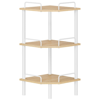 Tajsoon 3 Tier Corner Shelf Stand, Small Corner Table, Rustic Brown