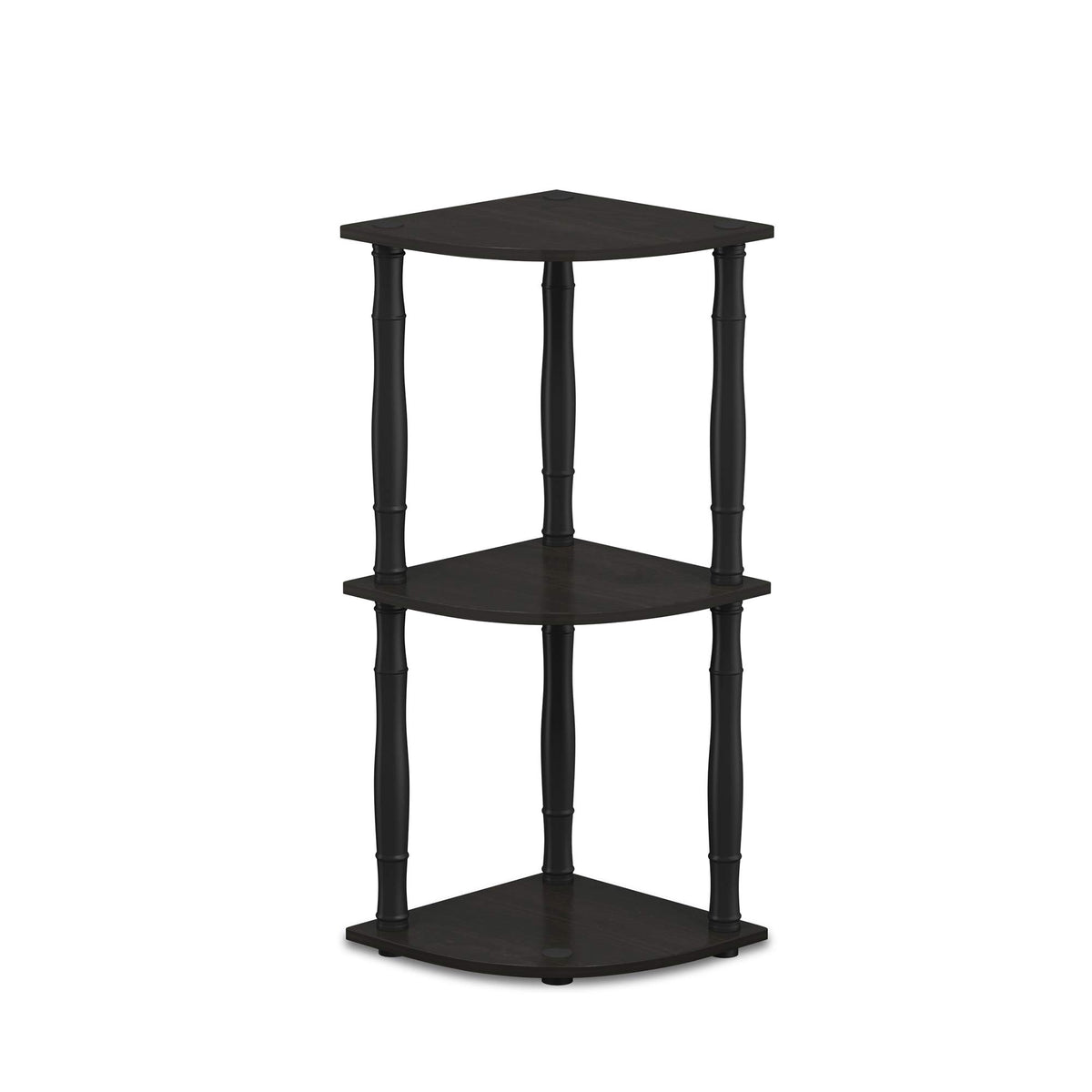 Furinno Turn-N-Tube Corner Shelf, 5-Tier Corner Bookshelf, Open Storage Shelves, for Organization and Storage, Living Room, Home Office, Garage, Bedroom, Black Espresso