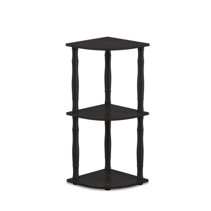 Furinno Turn-N-Tube Corner Shelf, 5-Tier Corner Bookshelf, Open Storage Shelves, for Organization and Storage, Living Room, Home Office, Garage, Bedroom, Black Espresso