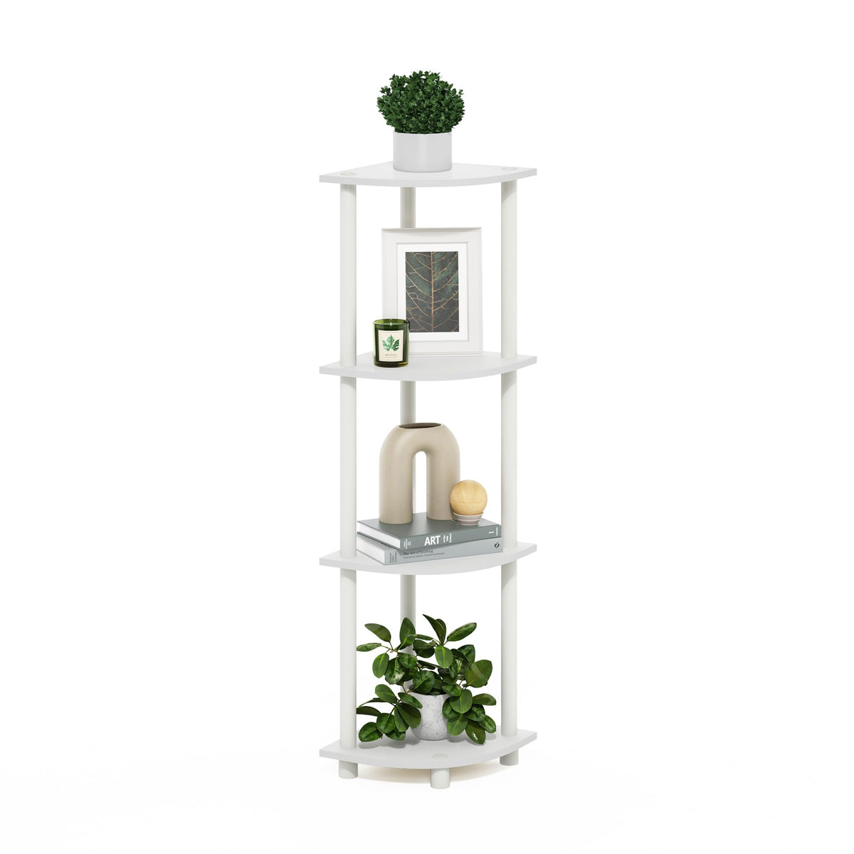 Furinno Turn-N-Tube Corner Shelf, 5-Tier Corner Bookshelf, Open Storage Shelves, for Organization and Storage, Living Room, Home Office, Garage, Bedroom, Black Espresso