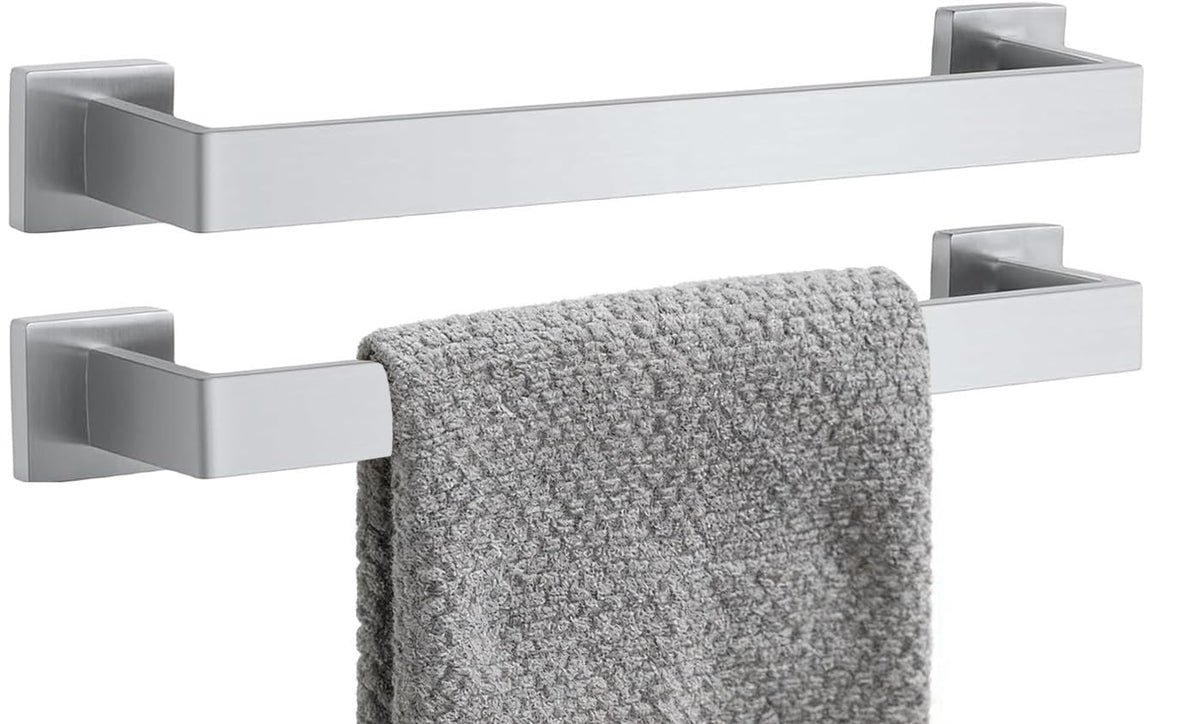 24 Inch Bathroom Towel Bar SUS304 Stainless Steel Matte Black Towel Holder Wall Mounted Heavy Duty Towel Rack Bathroom Towel Rod Modern Square Base Design(1, Matte Black, 24 Inch)