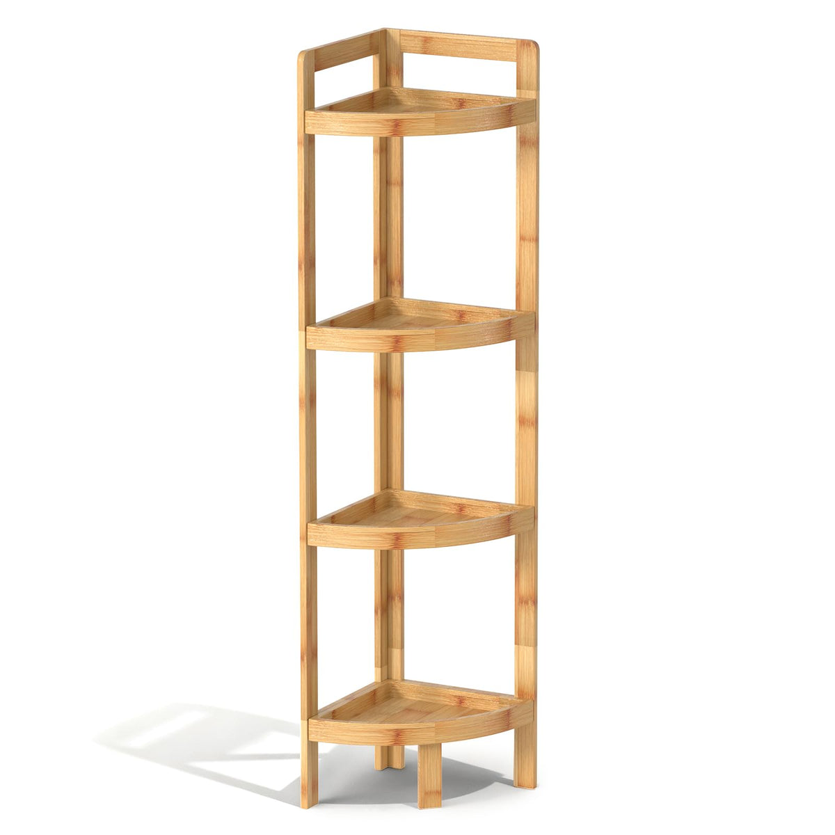 2026 New Bamboo Standing Shelf, 3 Tier Corner Shelf Stand, Free-Standing Shelf Units, Triangular Curved Corner Shelf Stand for Space-Saaving Display Ideal for Bathroom/Kitchen/Living Room Storage