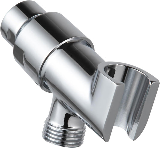 OFFO Shower Head Holder All Metal for Handheld Shower Head, Adjustable Shower Arm Mount with Solid Brass Pivot Ball, 1/2 in IPS Female Inlet and Male Outlet, Chrome