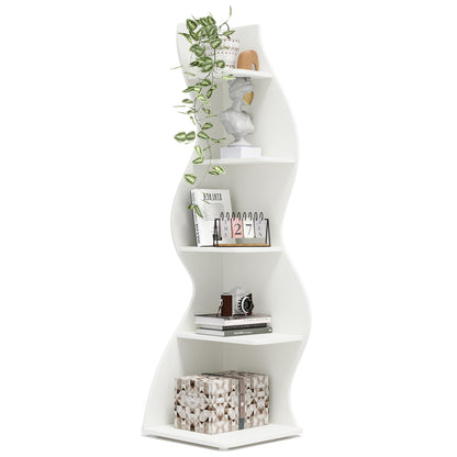 Tribesigns Corner Shelf, Modern 5-Tier Wall Corner Bookshelf, Stylish Corner Small Bookcase Storage Rack Plant Stand with Unique Shape for Living Room, Home Office (Sage Green, 1PC)