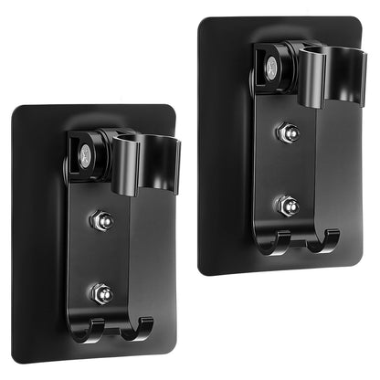 Chengu 2 Pack Shower Head Holder Strong Adhesive Shower Head Wall Mounting Bracket Adjustable Wand Holder with 2 Hanger Hooks No Drill Need(2 Pack)
