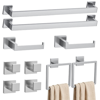 Brushed Gold Towel Bar Set 10-Piece Gold Bathroom Hardware Accessories Set,Stainless Steel Towel Rack Set for Bathroom Wall-Mounted,23.6-Inch