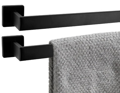 24 Inch Bathroom Towel Bar SUS304 Stainless Steel Matte Black Towel Holder Wall Mounted Heavy Duty Towel Rack Bathroom Towel Rod Modern Square Base Design(1, Matte Black, 24 Inch)