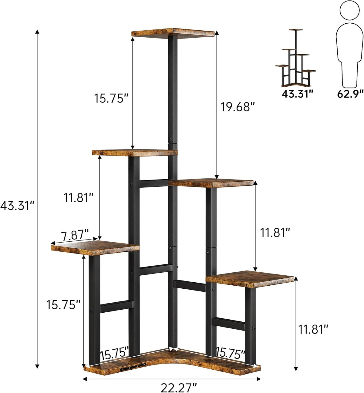 Yzosvki Corner Plant Stand Indoor 6 Tiered Corner Plant Shelf