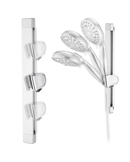 Height & Angle Adjustable Handheld Shower Head Holder, Metal Handheld Showerhead Holder, Hand Held Showerhead Holder Wall Mount, Strong Adhesive, No Drill, Suitable for Bathroom or RV, Chrome