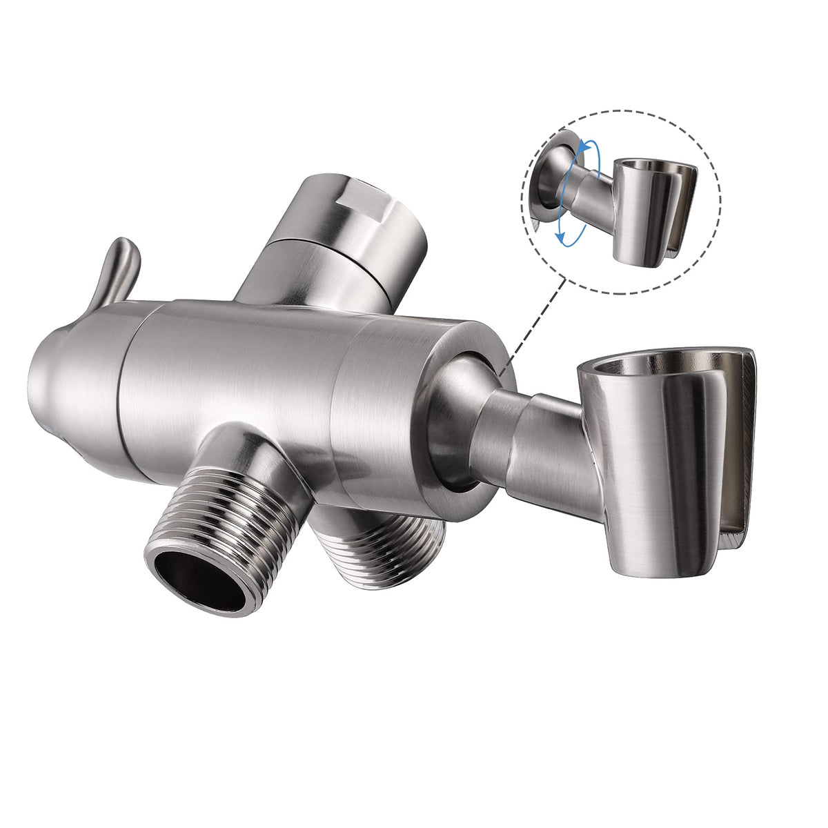 Shower Arm Diverter with Handshower Mount, G1/2 Brass 3 Way Shower Diverter Valve Bathroom Universal Shower System Replacement for Handheld Shower and Fixed Shower Head(Matte Black)