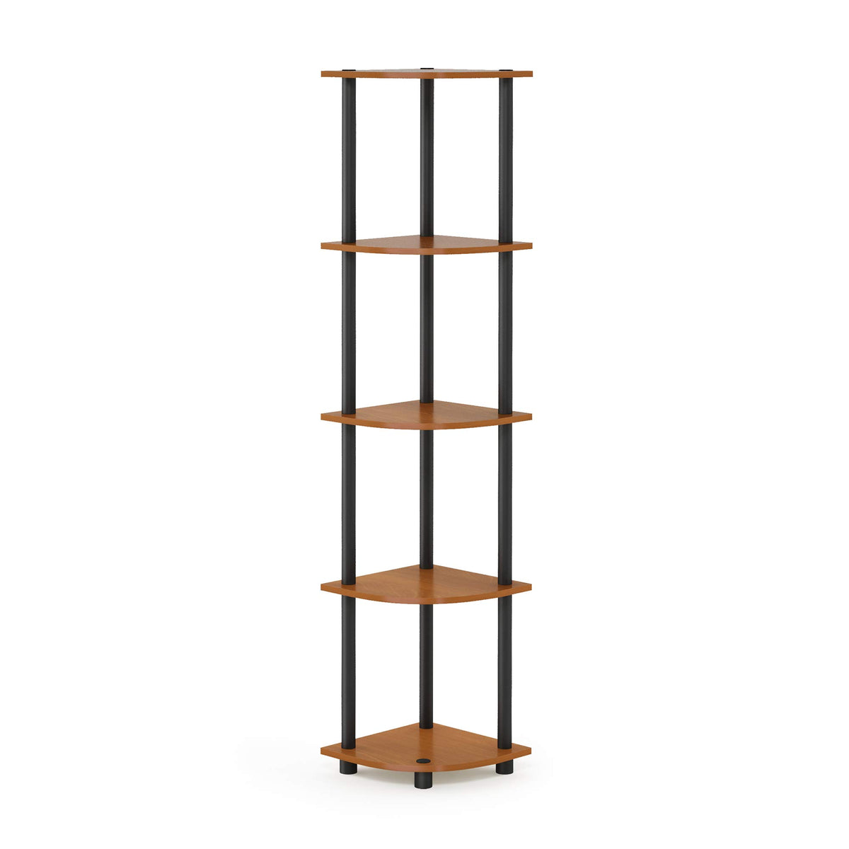 Furinno TURN-N-TUBE Corner Shelf, 5-Tier Corner Bookshelf, Open Storage Shelves, for Organization and Storage, Living Room, Home Office, Garage, Bedroom, Espresso
