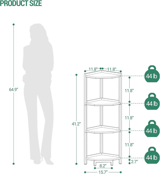 Hzuaneri Corner Shelf Stand 4-Tier Corner Bookshelf Storage Standing Shelf