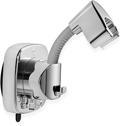 Suction Cup Handheld Shower Head Holder - Reusable - 360 Swivel Adjustable - Wall Mount Shower Wand Holder - ( Chrome Finish)
