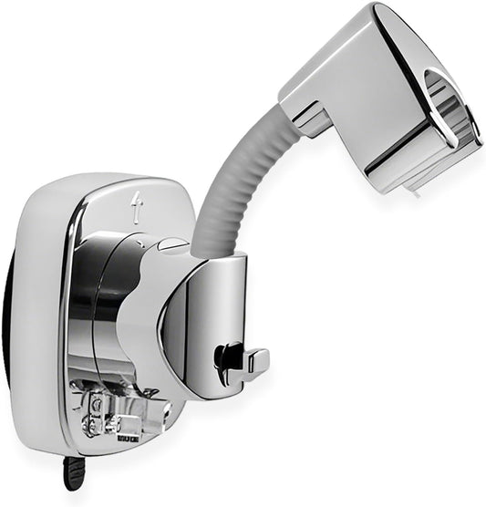 Suction Cup Handheld Shower Head Holder - Reusable - 360 Swivel Adjustable - Wall Mount Shower Wand Holder - ( Chrome Finish)