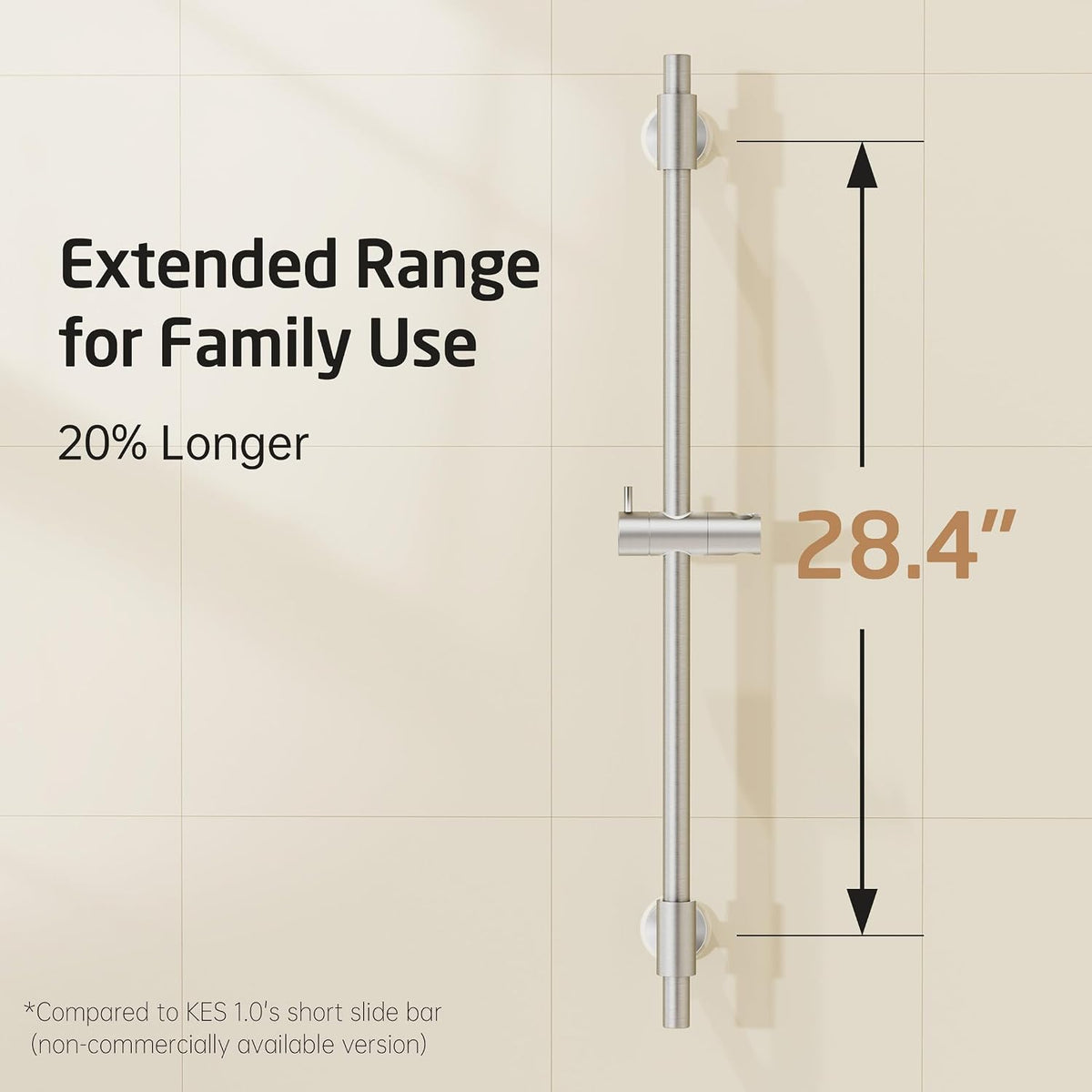 KES No Drill 30-Inch Shower Slide Bar with Adjustable Handheld Shower Head Holder, Self Adhesive, Universal Fit, SUS304 Brushed Stainless Steel Drill-Free for Bathroom, F209S78DF-BS