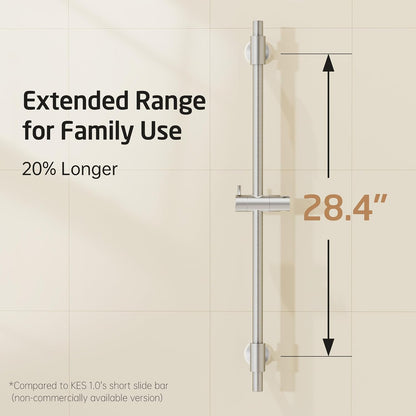 KES No Drill 30-Inch Shower Slide Bar with Adjustable Handheld Shower Head Holder, Self Adhesive, Universal Fit, SUS304 Brushed Stainless Steel Drill-Free for Bathroom, F209S78DF-BS