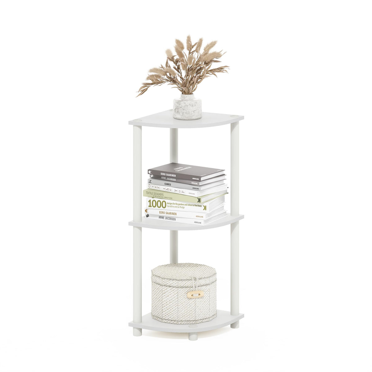 Furinno Turn-N-Tube Corner Shelf, 5-Tier Corner Bookshelf, Open Storage Shelves, for Organization and Storage, Living Room, Home Office, Garage, Bedroom, Black Espresso