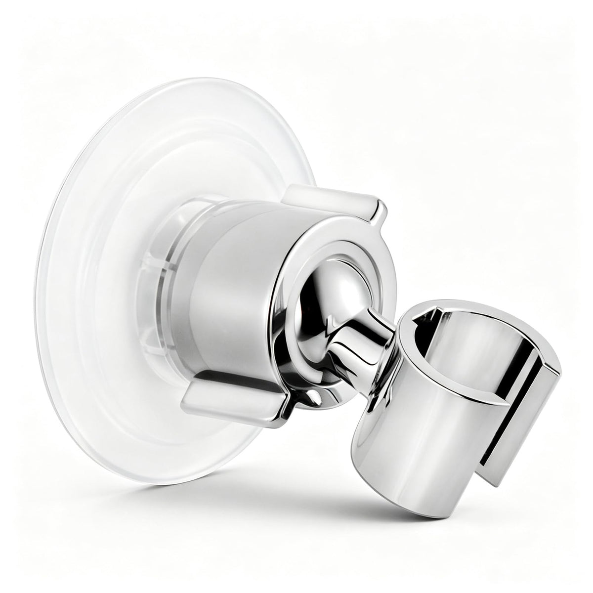 Handheld Shower Head Holder - 360 Swivel Adjustable - Adhesive wall Mount Shower Wand Holder - Fits Smooth & Non Smooth Surface (Chrome)
