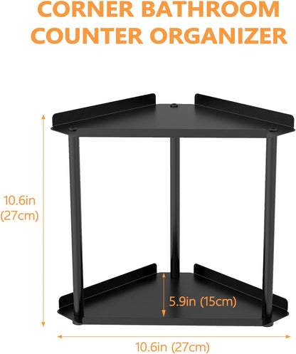 FLE Corner Bathroom Counter Organizer, Bathroom Organizer Countertop Black