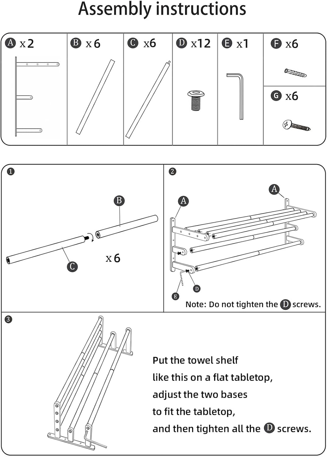 VOTZAAQ Towel Racks for Bathroom, 24 in Black Towel Shelf with Double Towel Bar, 3 Tier Stainless Steel Towel Storage, Bath Towel Holder Wall Mounted for Lavatory Organizer Decor RV Camping