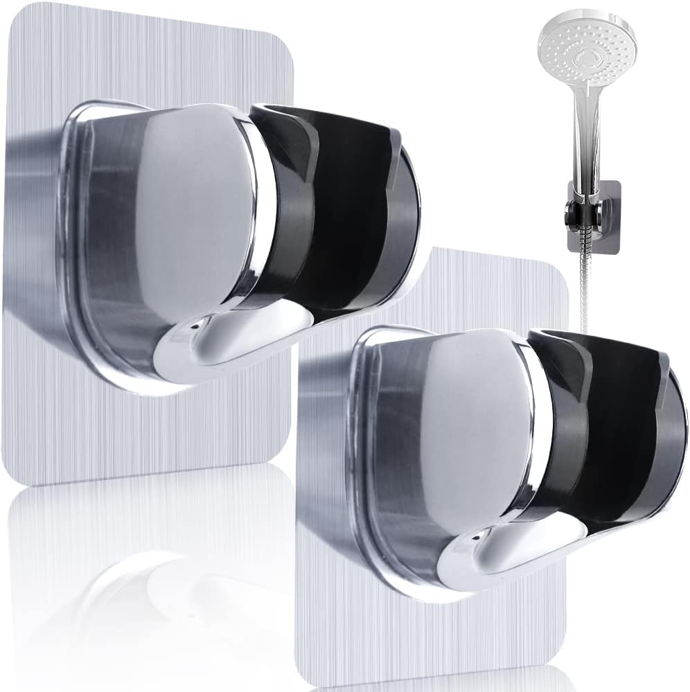 2 Pcs Adjustable Suction Cup Shower Head Holder Removable No Drill for Bath