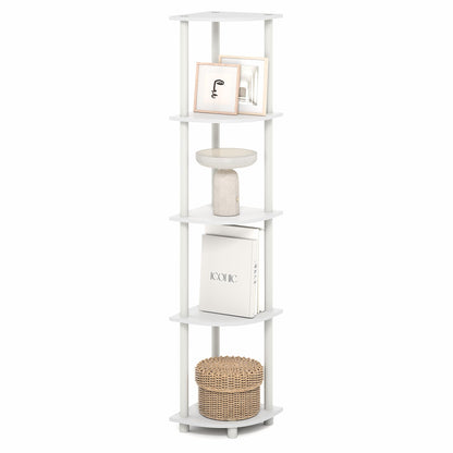 Furinno Turn-N-Tube Corner Shelf, 5-Tier Corner Bookshelf, Open Storage Shelves, for Organization and Storage, Living Room, Home Office, Garage, Bedroom, Black Espresso
