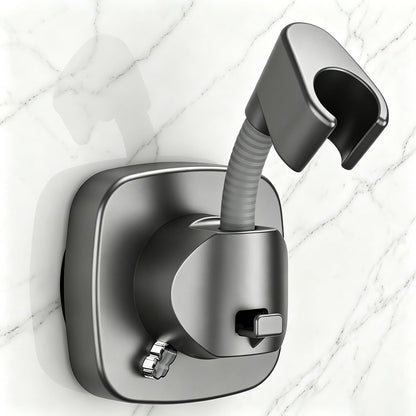 Shower Head Holder with Suction, 360° Swivel | Adjustable No Drill, Silver