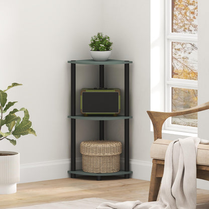 Furinno Turn-N-Tube Corner Shelf, 5-Tier Corner Bookshelf, Open Storage Shelves, for Organization and Storage, Living Room, Home Office, Garage, Bedroom, Black Espresso