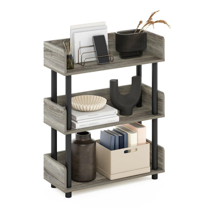 Furinno TURN-N-TUBE Corner Shelf, 5-Tier Corner Bookshelf, Open Storage Shelves, for Organization and Storage, Living Room, Home Office, Garage, Bedroom, Espresso