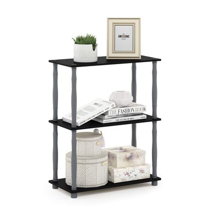 Furinno TURN-N-TUBE Corner Shelf, 5-Tier Corner Bookshelf, Open Storage Shelves, for Organization and Storage, Living Room, Home Office, Garage, Bedroom, Espresso
