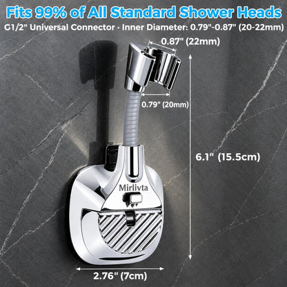Handheld Shower Head Holder, 33lb Suction Cup, Adjustable, Chrome