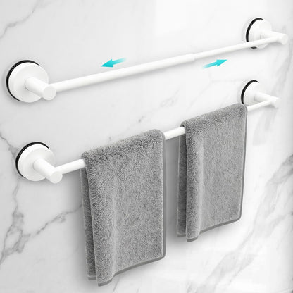 Adjustable Suction Cup Towel Bar for Bathroom Wall,14.6Inch~24 Inch Towel Racks for Bathroom,Stainless Steel Bath Towel Holder for Shower(Brushed Silver)