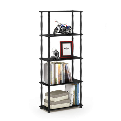 Furinno TURN-N-TUBE Corner Shelf, 5-Tier Corner Bookshelf, Open Storage Shelves, for Organization and Storage, Living Room, Home Office, Garage, Bedroom, Espresso