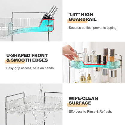 Goderewild Corner Bathroom Counter Organizer, 2-Tier Vanity Tray Shelf